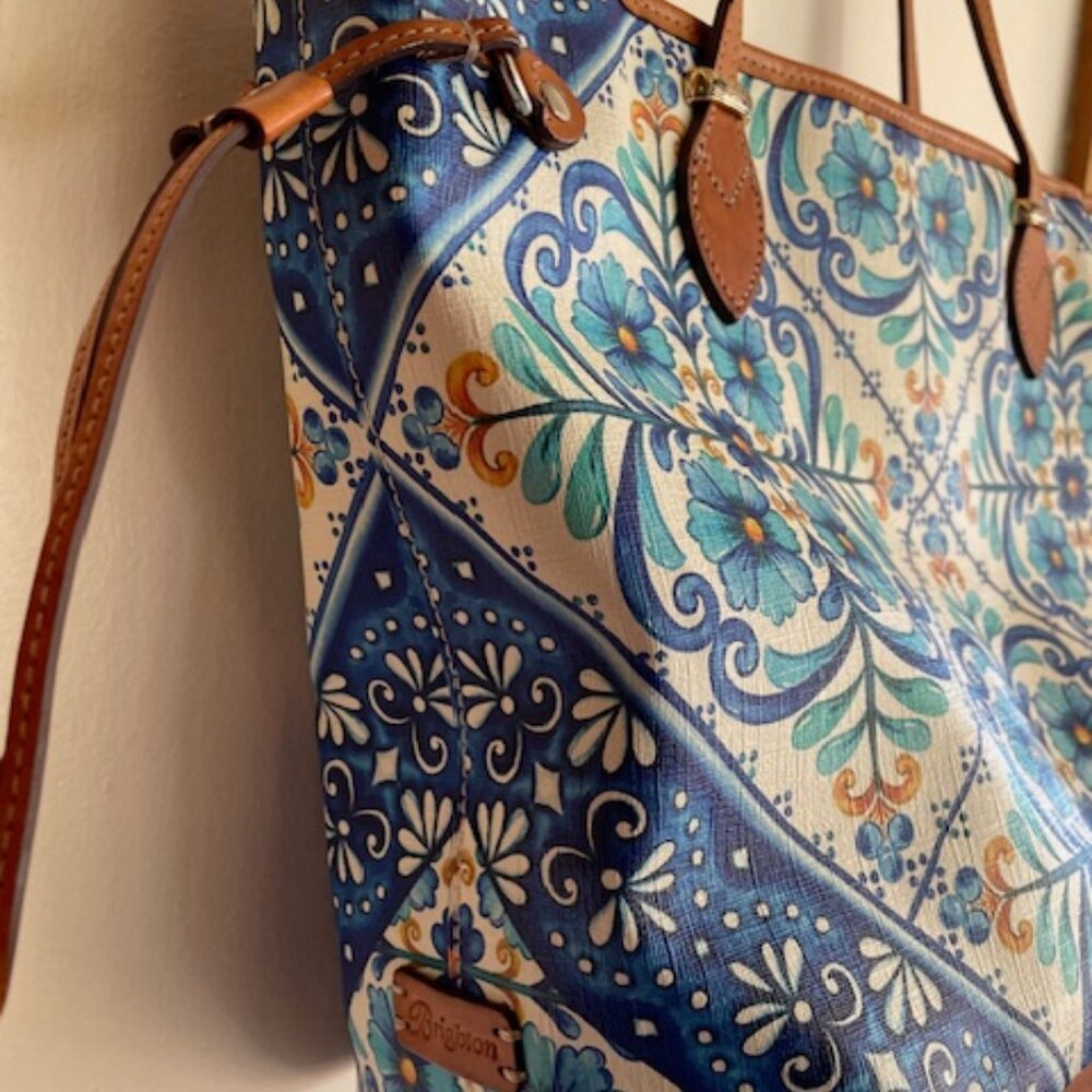 BRIGHTON Blues Solene Coated Canvas Shopper Zip Shopper Tote Bag - Picture 8 of 17